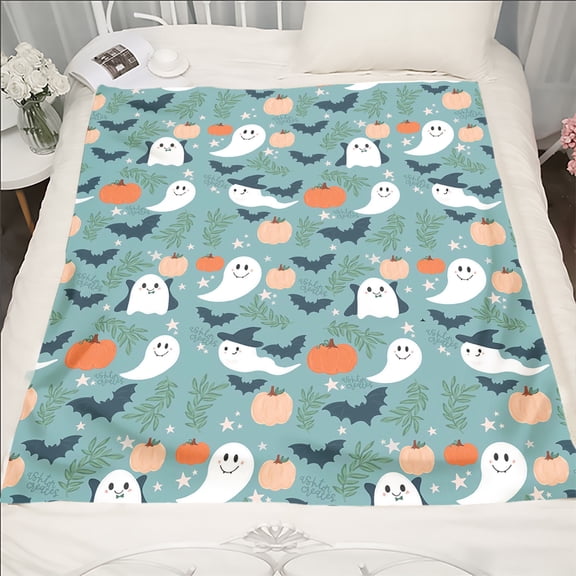 JLFNYA Halloween Decorations Clearance,Halloween Home Decor,Blanket Pattern Printed Double Blanket Pumpkin Cover Blanket Children Adult Quilt