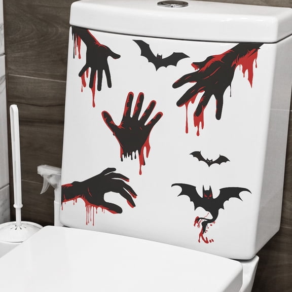 JLFNYA Halloween Decorations Clearance,Halloween Home Decor,Halloween Handprints Bathroom Bathroom Ambiance Decoration Toilet Stickers