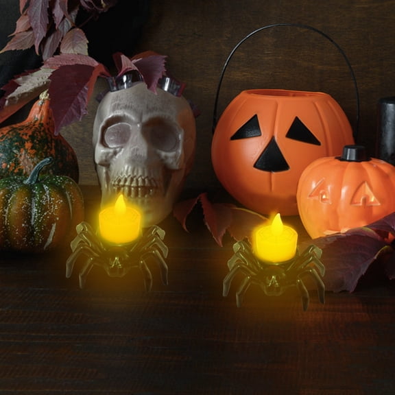 JLFNYA Halloween Decorations Clearance,Halloween Home Decor,LED Spider Electronic Candle Halloween Pumpkin Lantern Spider Ghost Festival Decoration Ornaments Luminous Night Light