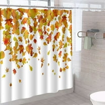JLFNYA Halloween Shower Curtain,71x71 inch Pumpkin Halloween Shower Curtain,Autumn Leaves Shower Curtain for Bathroom Fall Bathroom Decor