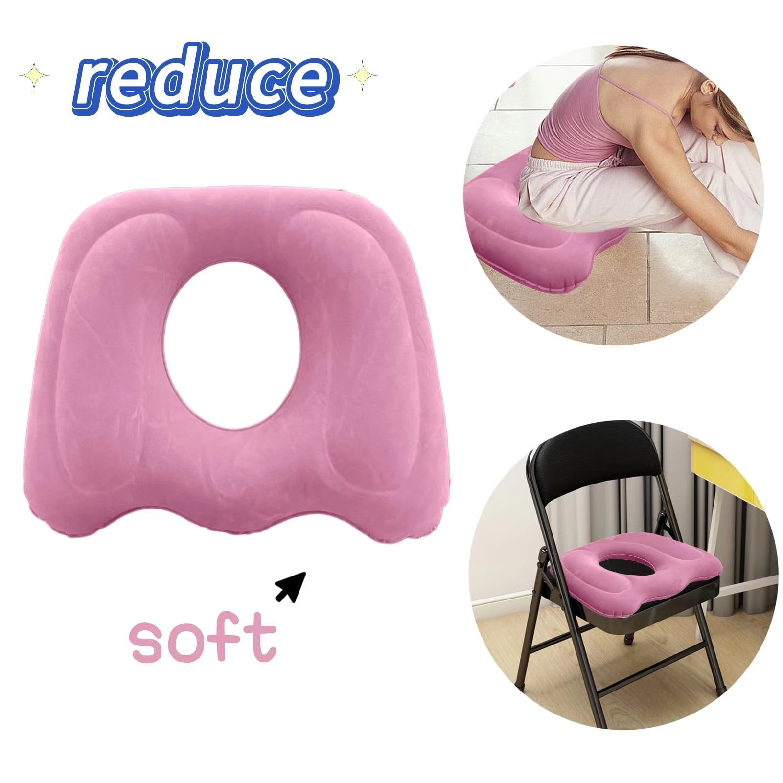JLFNYA Innovation Donut Pillow Hemorrhoids Scientific Center Hole & U-Shaped Cutout,Orthopedic Pain Relief Tailbone,Coccyx,Prostate,Postpartum Pregnancy & After Surgery Sitting Relief