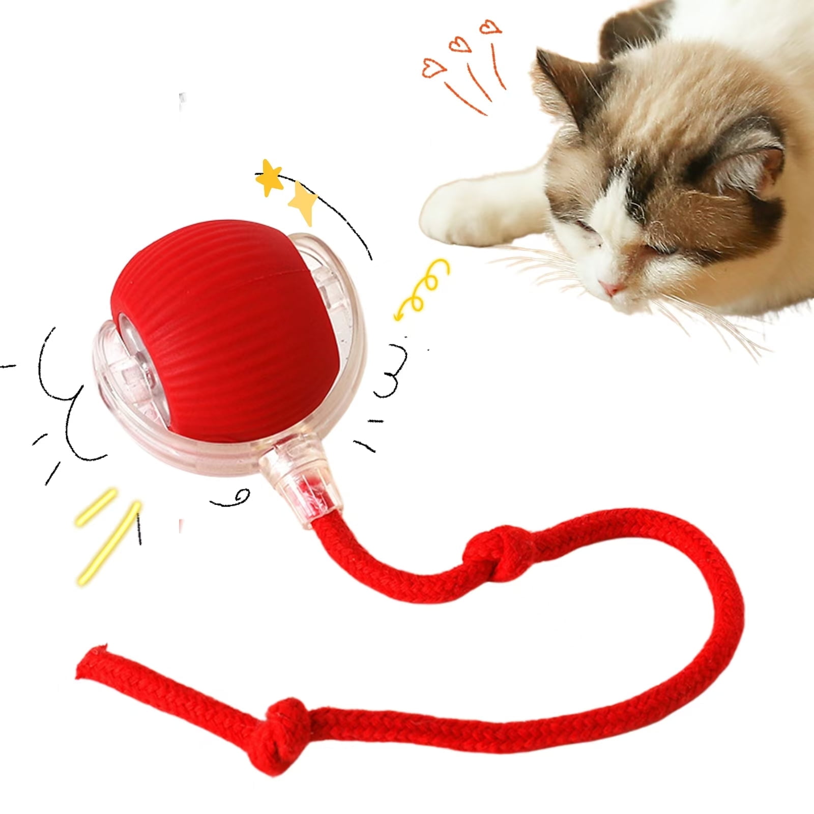 JLFNYA Interactive Dog Toys Clearance,Smart Automatic Rolling Pet Ball,Chewie Doggie Ball,360° Smart Automatic Rolling Pet Ball,Interactive Cat Toys for Indoor Cats,Red