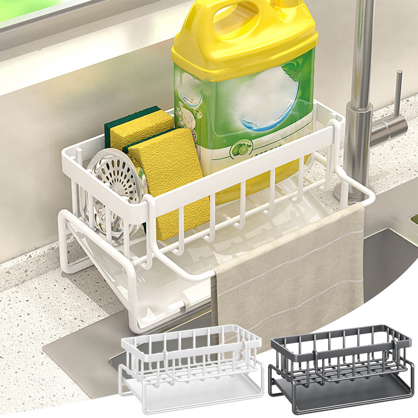 JLFNYA Kitchen Sink Caddy Organizer, Over Sink Drainable Caddy for ...