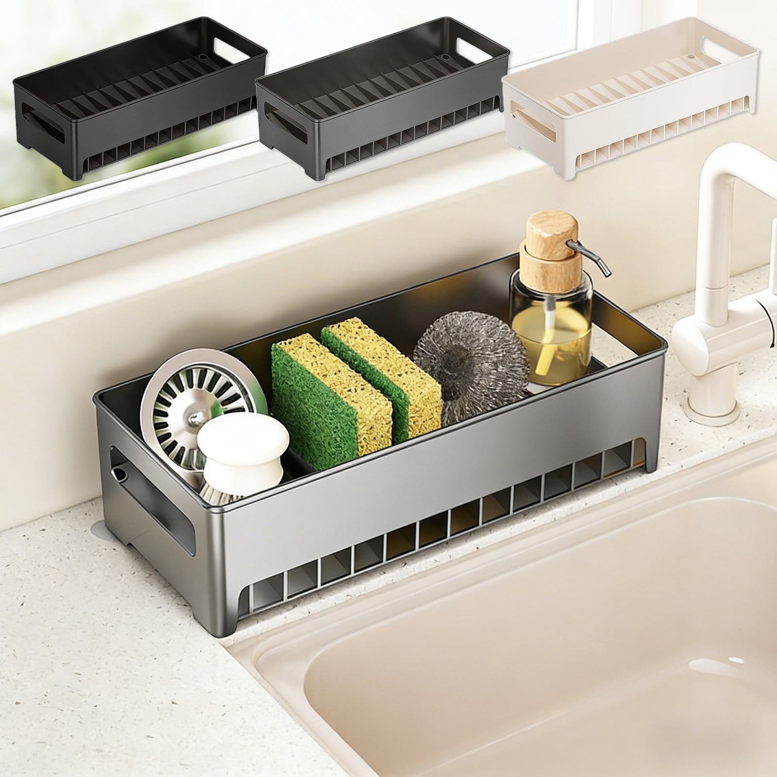 JLFNYA Kitchen Sink Caddy Organizer, Over Sink Storage Rack for Sponges ...