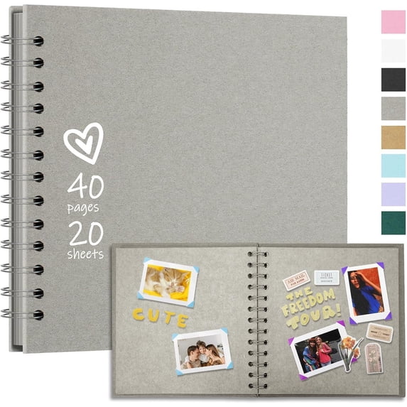 JLFNYA Large Photo Book Self Adhesive DIY Scrapbook Album,40 Blank Pages Linen Cover with Picture Display Window Memory Book for Baby Wedding Family Travel
