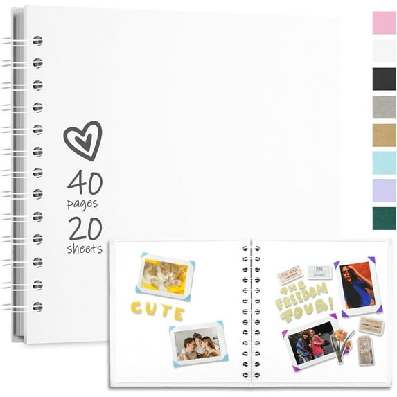 JLFNYA Large Photo Book Self Adhesive DIY Scrapbook Album,40 Blank Pages Linen Cover with Picture Display Window Memory Book for Baby Wedding Family Travel