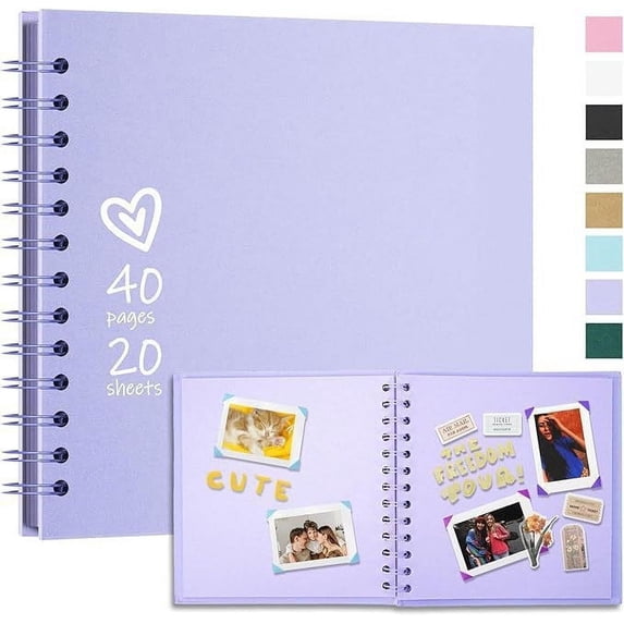 JLFNYA Large Photo Book Self Adhesive DIY Scrapbook Album,40 Blank Pages Linen Cover with Picture Display Window Memory Book for Baby Wedding Family Travel