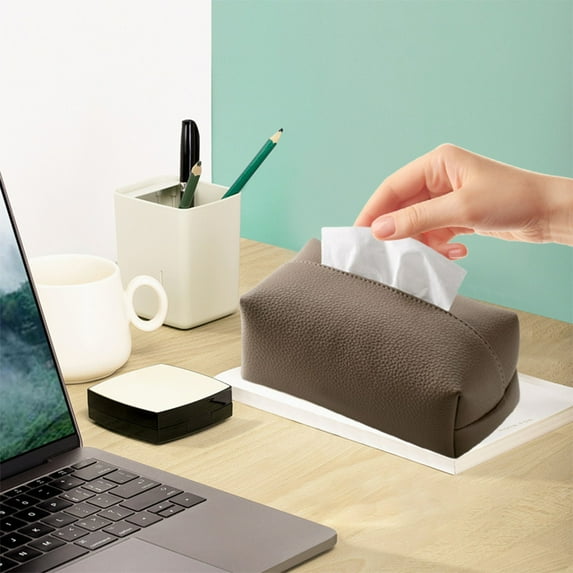 JLFNYA Leather Tissue Box Cover Square, Kleenex Box Cover, Tissue Holder, PU Leather Tissue Box Holder, Home Office Bathroom Decor, Suitable for Bathrooms Office Car Nightstand Dining Table