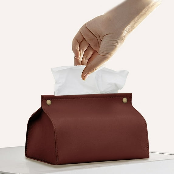 JLFNYA Leather Tissue Box Cover, Tissue Box Cover Square, Facial Tissue Holder, Home Office Bathroom Decor, Suitable for Vanity Countertop, Night Stands, Desktop, Bedroom, Livingroom, Office