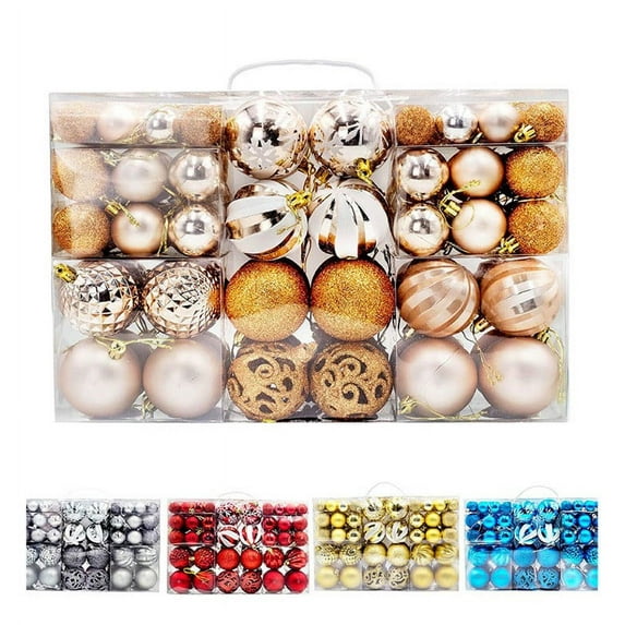 JLFNYA Mini Christmas Ornaments Clearance,Christmas Balls Ornament,100PCS Christmas Ball OrnamentsHoliday Multiple Styles Ornaments for Christmas Trees Party Ball Decoration