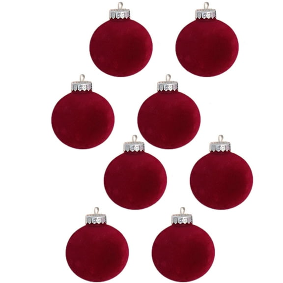 JLFNYA Christmas Tree Ornaments Clearance,Christmas Balls Ornament,8 Pcs Velvet Christmas Balls Flocked Christmas Tree Ball Ornaments Plastic Balls Xmas Decorative Hanging Ornaments3.14 Inch