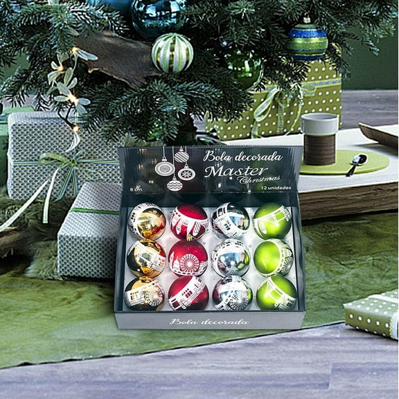 JLFNYA Christmas Tree Ornaments Clearance,Christmas Balls Ornament,Christmas Decorations,Christmas Tree Pendants,Christmas Balls,Bright Colored Balls（8cm/12PCS）
