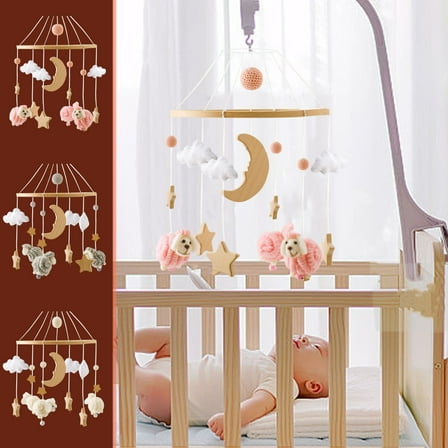 JLFNYA Mobile for Crib,Felt Ball Bed Bell Mobile Crib Jewelry,Felt Cloud Nursery for Boys and Girls,Baby Bassinet Mobile Toy - Shower Set for Infant Bedroom Hanging Decoration
