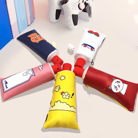 JLFNYA Personalized Toothpaste Shaped Pencil Case Pen Pouch, Cute Pen Case with Built-in Sharpener and Large Capacity