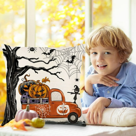 JLFNYA Pillow Covers,Pillow Protector Clearance!Halloween Decorative Pillow Covers 45X45cm Single,Halloween Decorative White Colorful Outdoor Fall Pillow Home Sofa Decorative Throw Pillow Covers