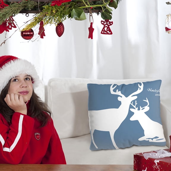 JLFNYA Pillow Covers,Pillow Protector Clearance!Pillowcase Blue Sofa Cushion Letter Print Short Plush Pillowcase