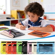 JLFNYA School Supplies Under $1! Pencil Pouch for 3 Ring Binder! Clear Pencil Pouch with Mesh Zipper,Multi-Color Clear Pencil Case,Cosmetic Bag Cute Pencil Case