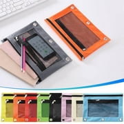 JLFNYA School Supplies Under $1! 3 Ring Pencil Pouch Clearance! Clear Pencil Pouch with Mesh Zipper,Multi-Color Clear Pencil Case,Cosmetic Bag Cute Pencil Case