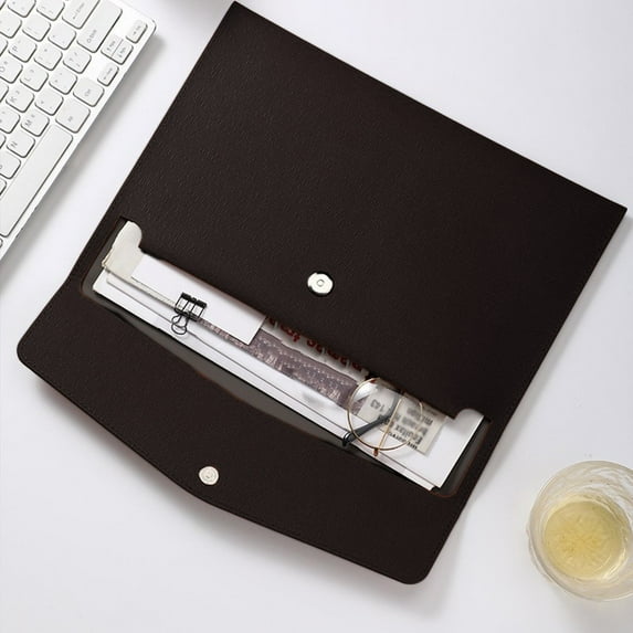 JLFNYA Schools Supplies Under $1,Document Organizer Folio,PU Leather A4 File Folder Document Holder Waterproof Portfolio Envelope Folder Case with Invisible Magnetic Closure