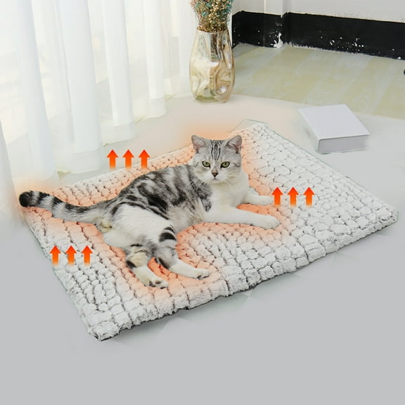 JLFNYA Self Heating Cat Bed,Outdoor Cat Bed,Cat Heating Pad Indoor,Super Soft Thermal Dog Crate Bed Mat for Sleeping,Self Warming Pet Kennel Pad for Small Medium Cats Dogs Indoor Outdoor