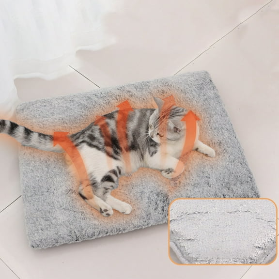 JLFNYA Self Heating Cat Bed,Outdoor Cat Bed,Cat Heating Pad Indoor,Super Soft Thermal Dog Crate Bed Mat for Sleeping,Self Warming Pet Kennel Pad for Small Medium Cats Dogs Indoor Outdoor