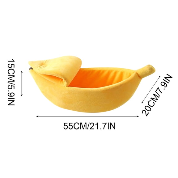 JLFNYA Small Pet Bed Banana Shape Warm Soft Plush Breathable Bed Banana Bed,Cat Beds for Indoor Cats