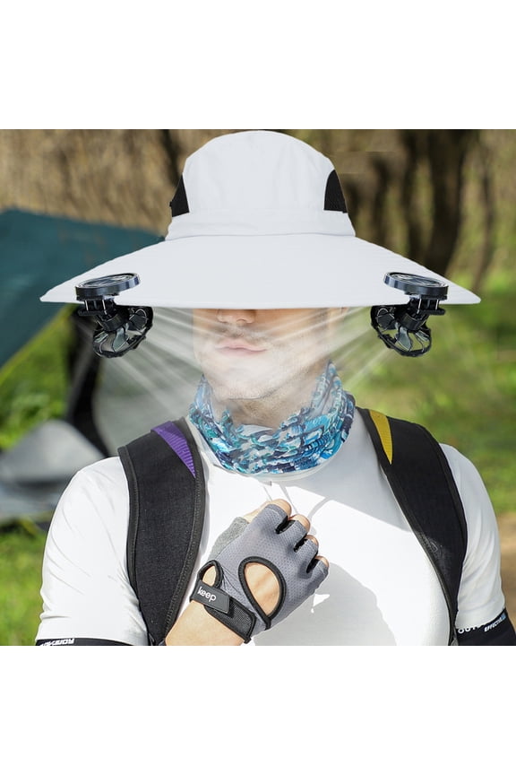 Solar Fan Hat with Wide Brim, USB Charging Summer Essentials for Men Cool Accessories Suitable for Outdoor Fishing Hiking Beach Camping Father's Day Gifts