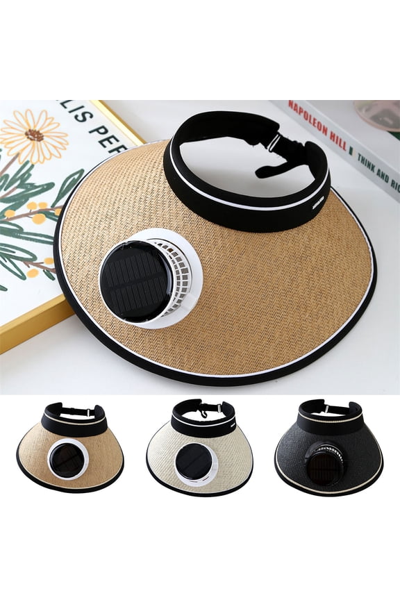 Solar Powered Fan Hat with Detachable Wide Brim, Rechargeable Summer Essentials for Men Cool Accessories Suitable for Hiking Fishing Beach Camping Father's Day Gifts