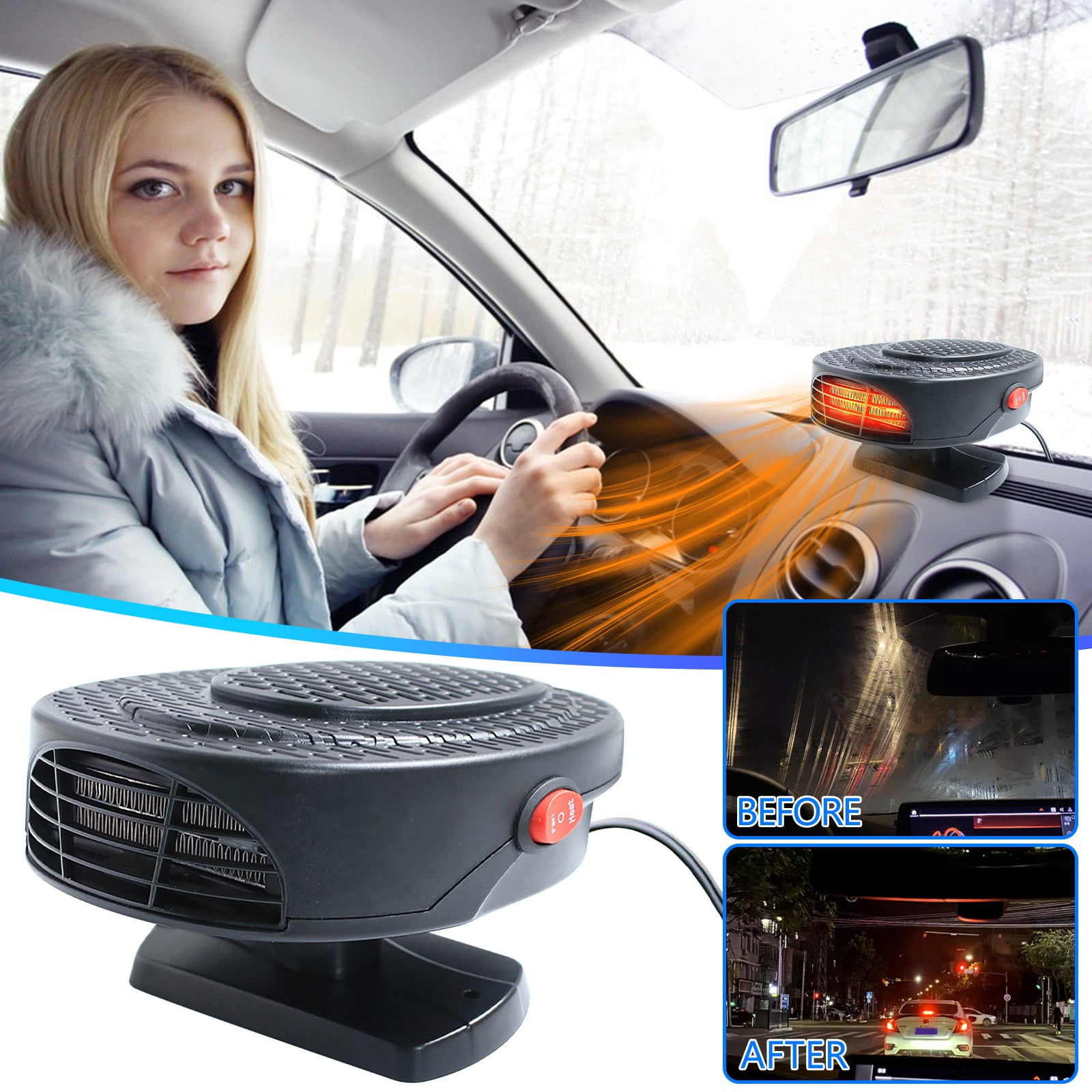 JLFNYA Space Heater,Portable Car Heater 2 in 1 12V High Power Fast ...