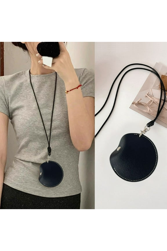 Storage Bags with Zipper, Storage Bags, Headphone Organizer Hanging Neck Hanging Leather Pouch Round Coin Purse Small Storage Bag