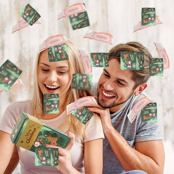 JLFNYA Surprise Gift Box Explosion, 12 Bounce Boxs, Merry Christmas Surprise Box Gift Box, Surprise Gift Box Explosion for Money, Explosion Gift Box Christmas, Gift for Women Men Mom Girls Boys