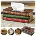 thumbnail image 1 of JLFNYA Tissue Box,Retro Wooden Antique Book Tissue Box Cover Rectangular Tissue Holder ,Paper Cover Case Napkin Holder Home Decor for Bathroom Living Room Office Car Kitchen, 1 of 6