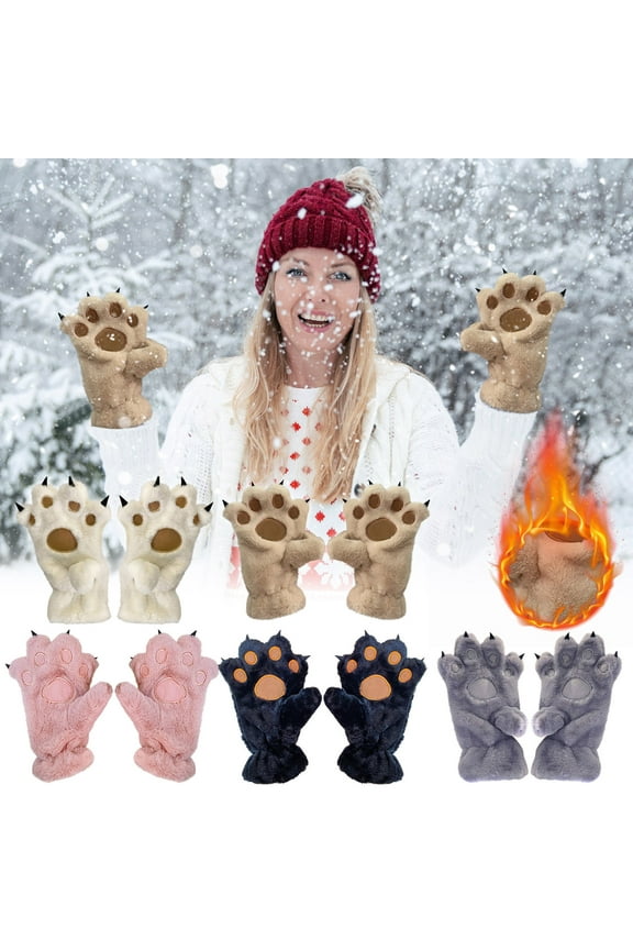 Winter Gloves,Cute Animals Paw Gloves Pet Claw Bear Palm Gloves Full Finger Plush For Cold And Warmth Protection,Winter Gloves Women