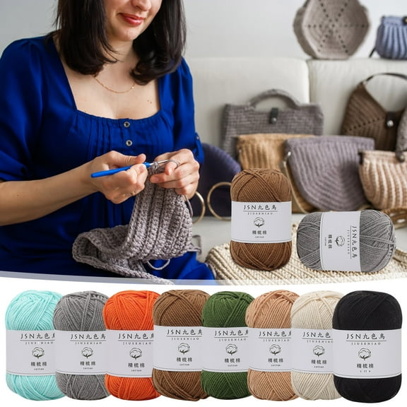 JLFNYA Yarn Clearance,Crochet Thread,4 Strands Of Combed Milk Cotton Thread Diy ,Soft Crochet Blend Yarn Plain Knitting Wool for Handcrafts Jumpers Blankets Weaving