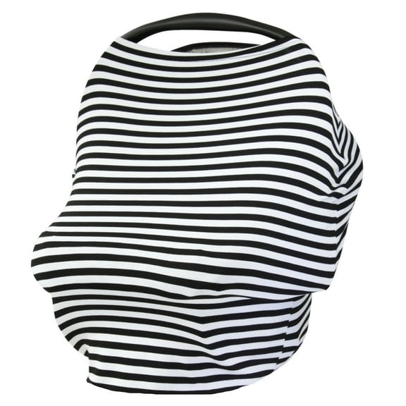 JLIKA Baby Car Seat Canopy Cover and Stretchy Nursing Cover Black White Pin Stripe
