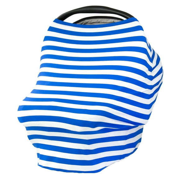 JLIKA Baby Car Seat Canopy Cover and Stretchy Nursing Cover Royal White Stripe