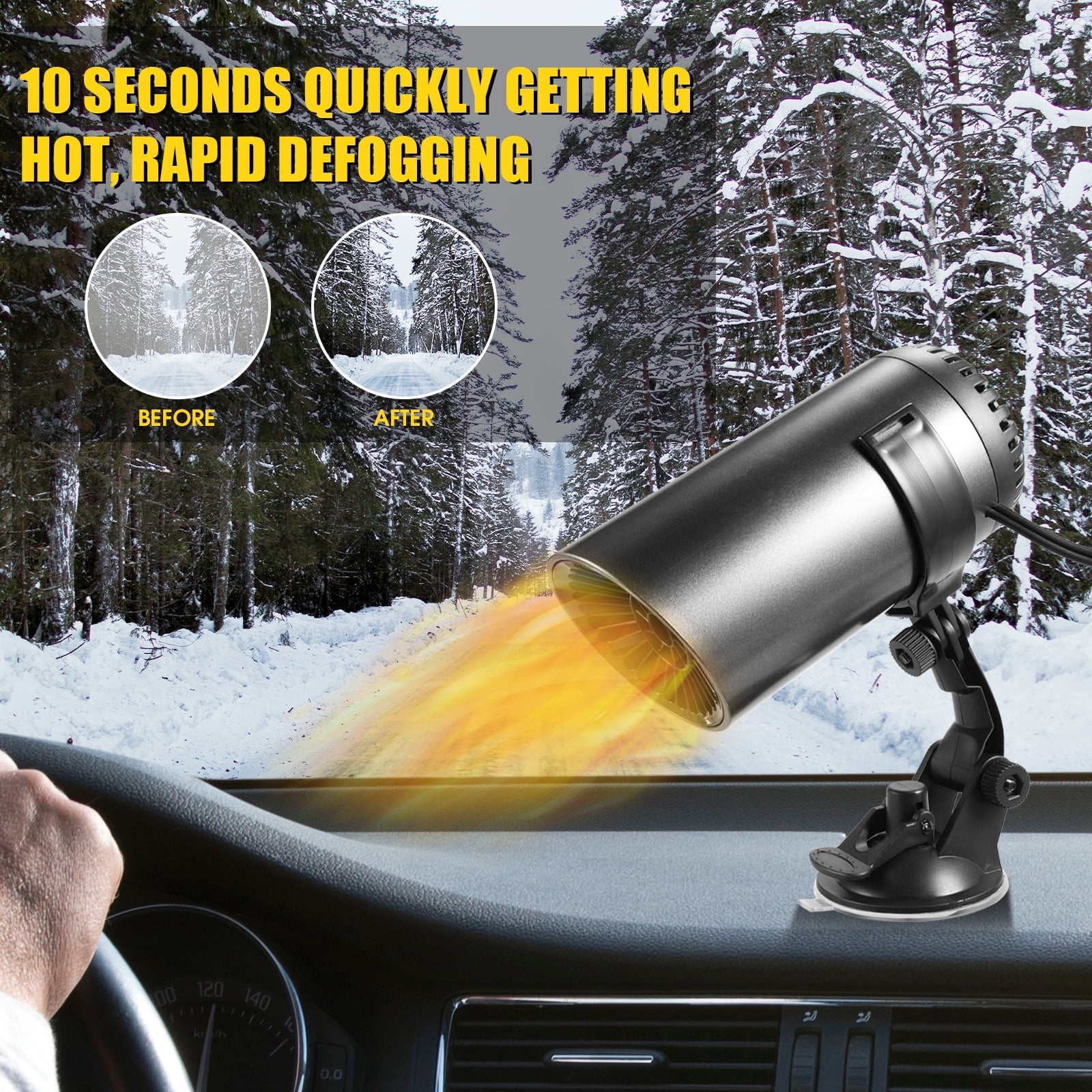 Paddsun 12V Car Heater Defogger Cup Shape Auto Warm Air Blower Fast Defroster Windshield