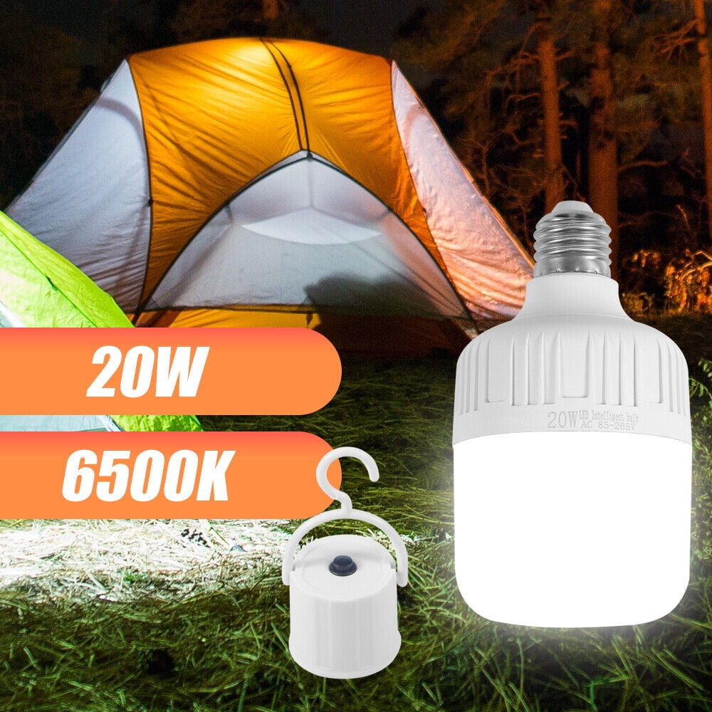 JLLOM 20W Rechargeable Emergency LED Light Bulb 6500K E27 Base Power