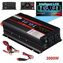 JLLOM 3000W/4000W Car Power Inverter DC 12V To AC 110V Pure Sine Wave Solar Converter LCD