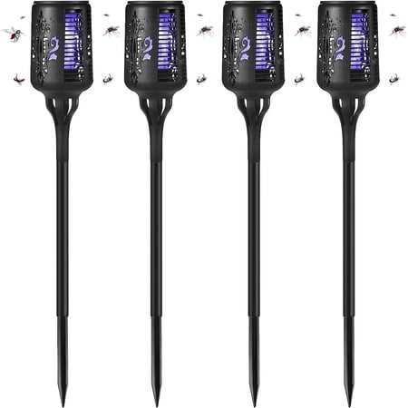 JLLOM 4 Pcs Solar Bug Zapper Outdoor Waterproof Bug Lights, Mosquito Killer & Lighting, Mosquito Zapper Insect Repellent Trap for Eradicating Mosquito Gnat Fly