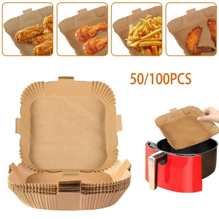 JLLOM 50/100Pcs Air Fryer Disposable Paper Liners Mat Non-Stick oil paper 7.9In