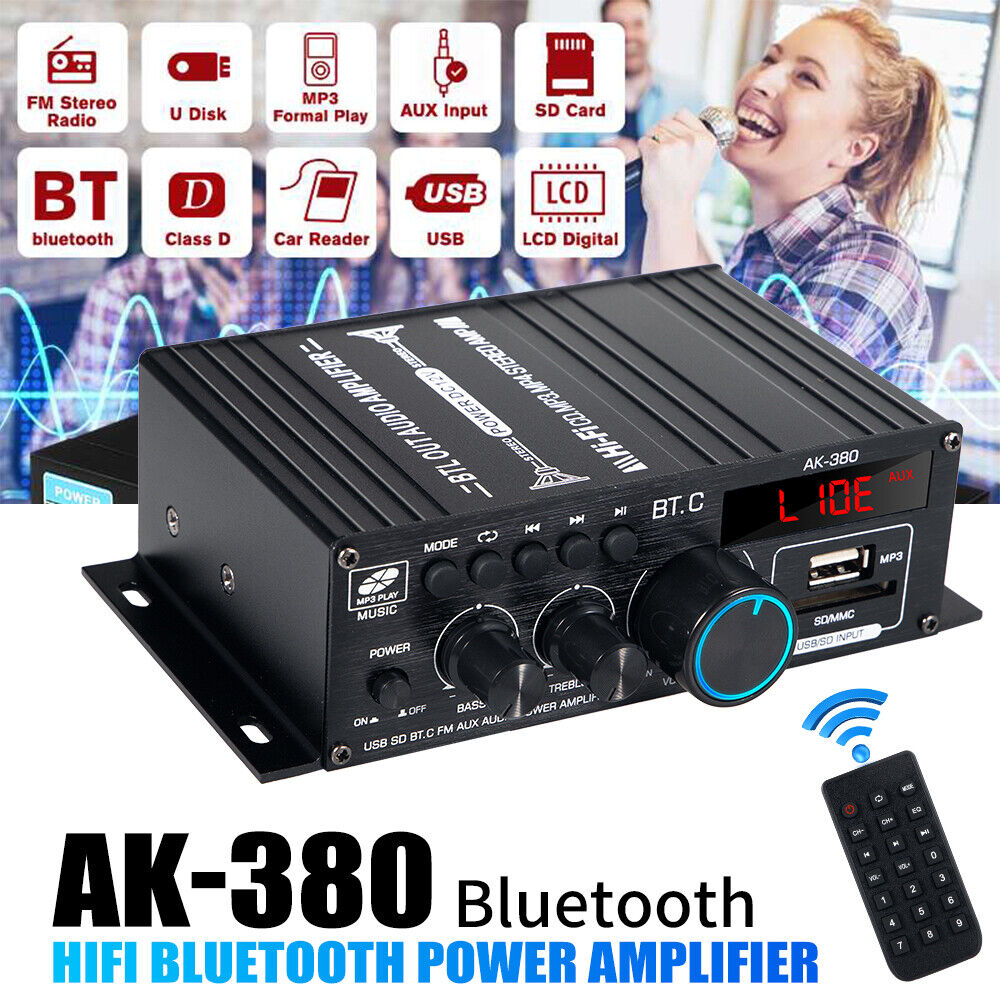 JLLOM 800W 2 Channel bluetooth Mini HIFI Power Amplifier Audio Stereo