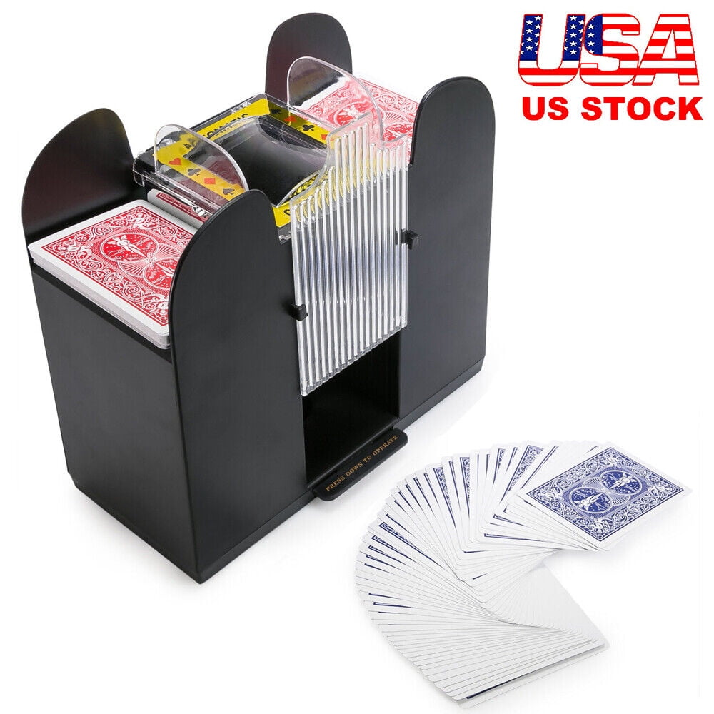 JLLOM Automatic Card Shuffling Machine Black 6Deck Shuffler