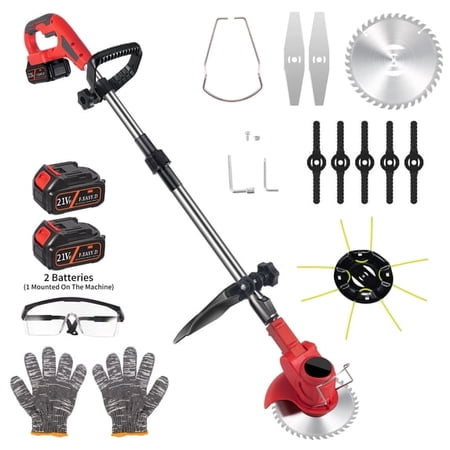 JLLOM Cordless Electric Weed Wacker: Battery Powered Trimmer and Brush Cutter - Conquer Your Yard - Adjustable Handle, Multiple Blades for Effortless Lawn Care