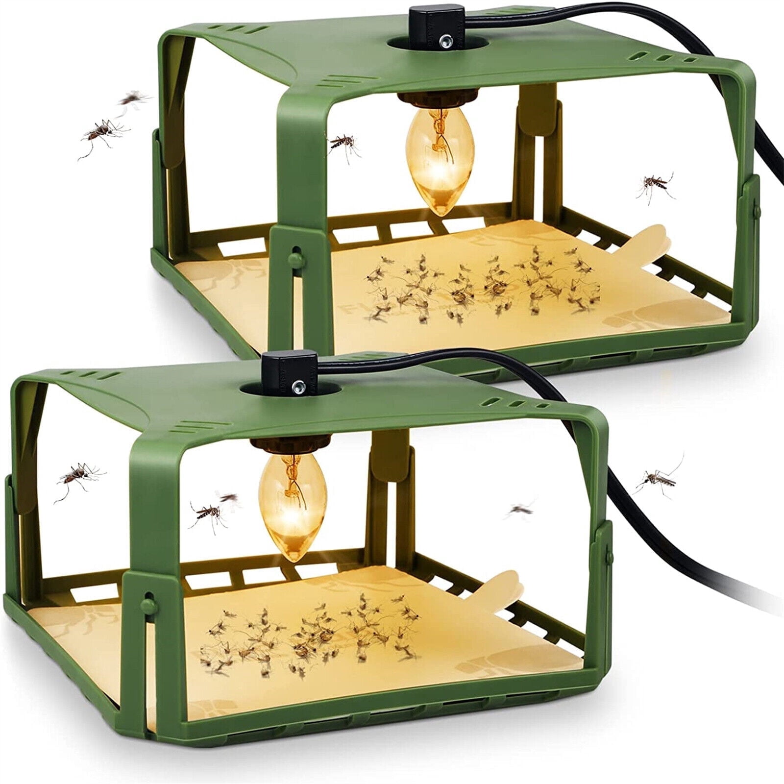 JLLOM Easy to Operate Square Flea Bed Bug Trap - Heat & Light Attraction - 4 Glue Discs Included - Perfect for Kitchen & Utility Room