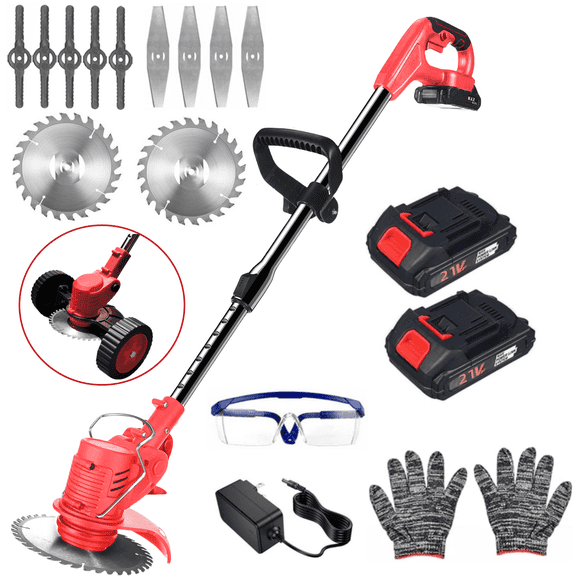 Paddsun Electric Weed Eater, Cordless with Wheels 21V  Portable 4-in-1 Grass Trimmer Edger