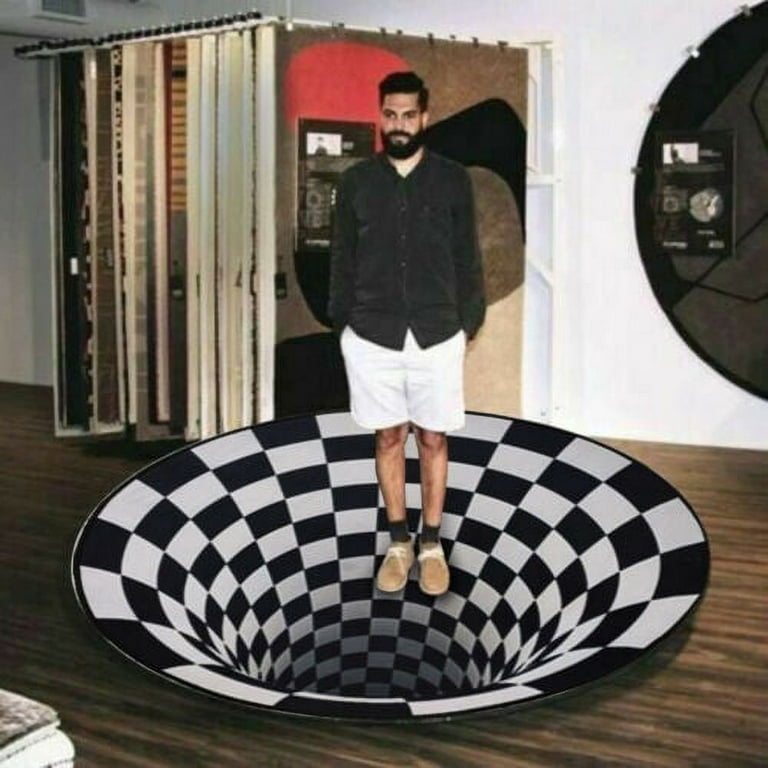 3D Printed Round Vortex Illusion Living Room Rug Carpet Floor Door Mat  Anti-slip