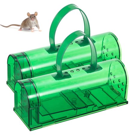 JLLOM Humane Mouse Trap with Handle,Catch and Release Mouse Traps for Mice,Mouse Catcher Quick Effective(2Pack)