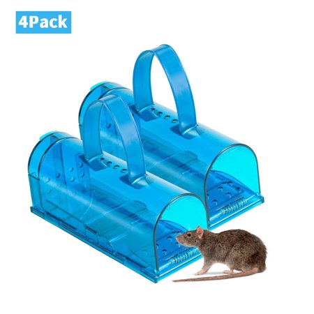 JLLOM Humane Mouse Trap with Handle,Catch and Release Mouse Traps for Mice,Mouse Catcher Quick Effective(4Pack)