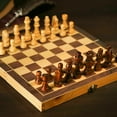 thumbnail image 1 of JLLOM  Large 30X30Cm Vintage Wooden Chess Wood Board Hand Carved Crafted Folding Game, 1 of 8